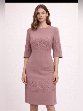 Miri size 6 Elegant Lace Trim Pink Dress